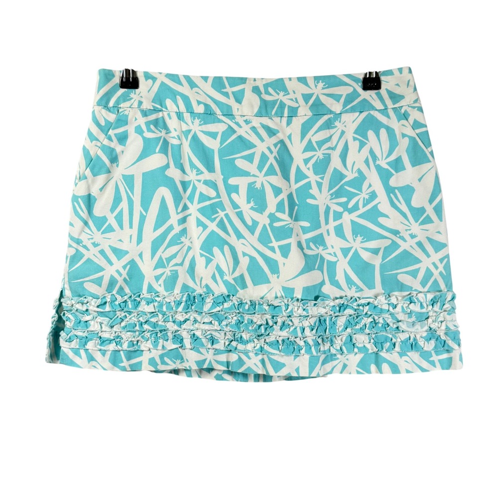 Lilly Pulitzer Marigold Ruffle Skort Shorely Blue Light My Fire Dragonfly Size 6